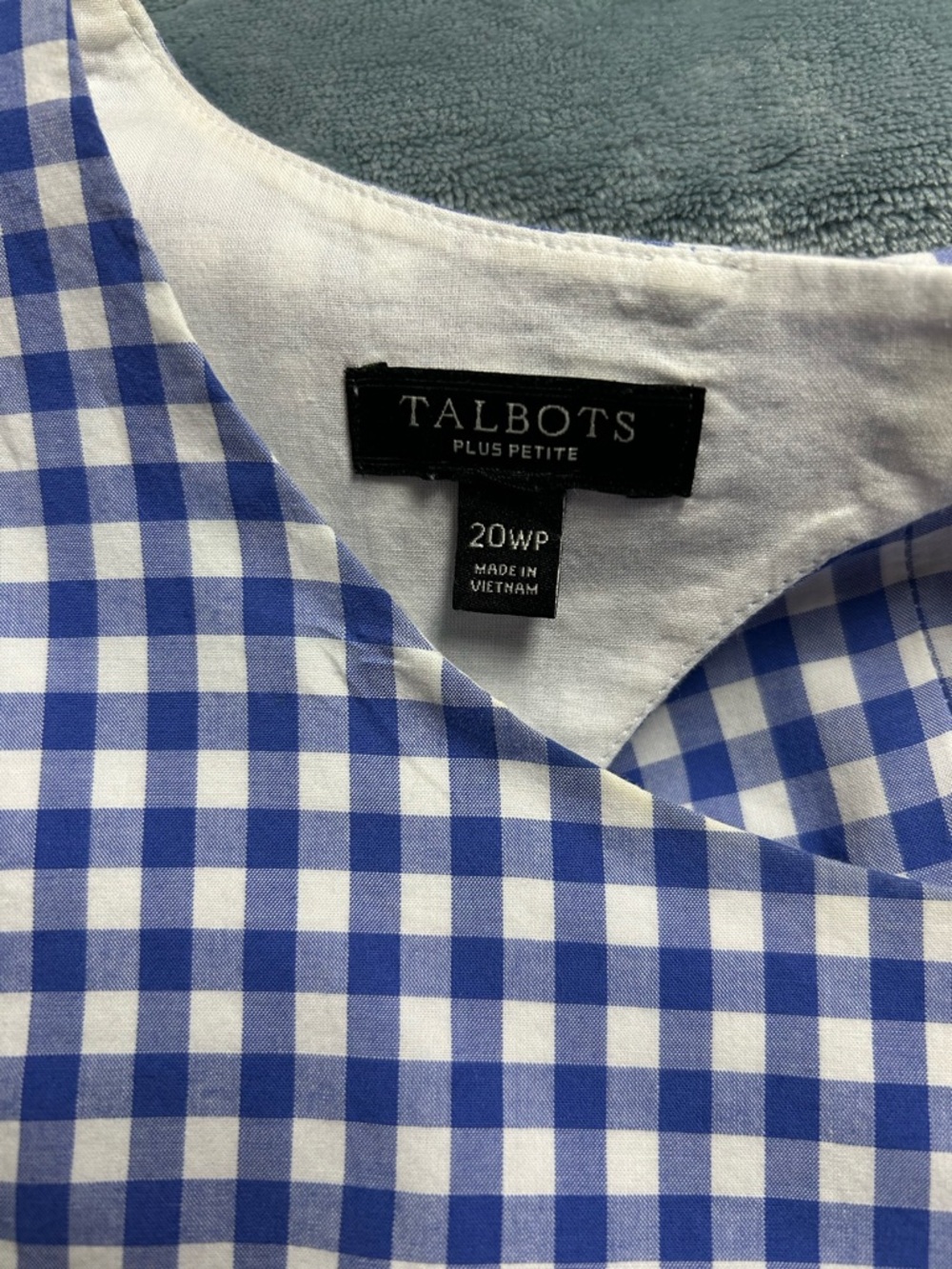 Dress 20WP lined 100% cotton 35” length 24” pit to pit flat blue gingham lemons - Picture 9 of 10
